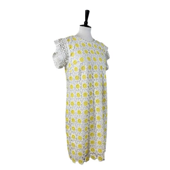 J.Crew Dress Crochet Lace Embroidered Shift White Yellow Daisy Floral Women’s 6 - Picture 2 of 13